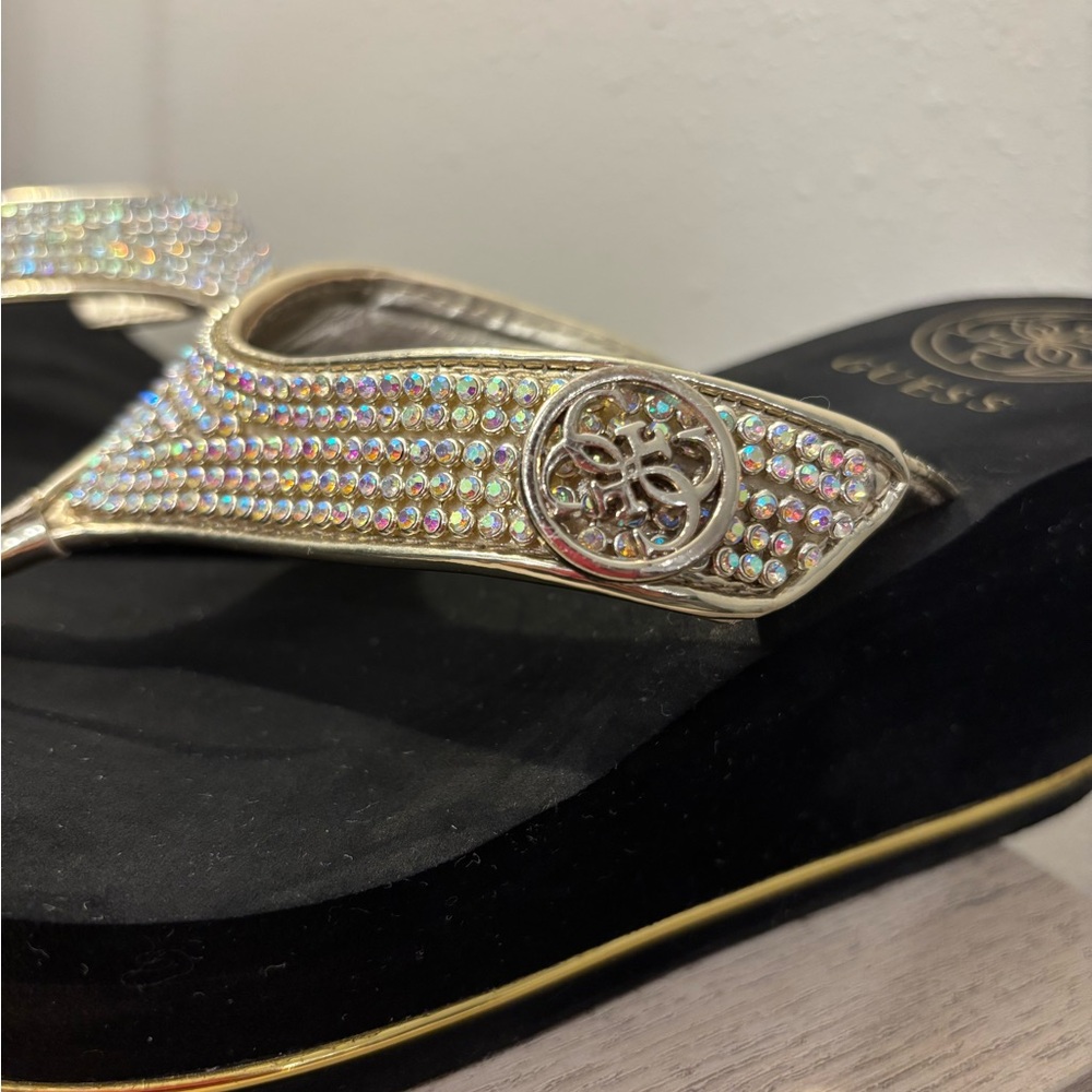 Guess Black Wedges with Gold and Silver Accents - Picture 2 of 5